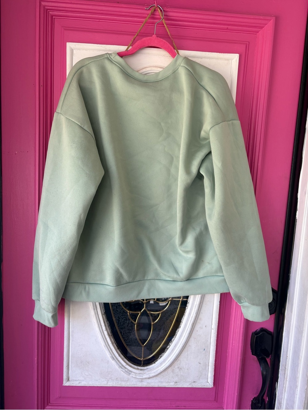 Sage Green Embroidered 'overstimulated.' Sweatshirt - Picture 4 of 5